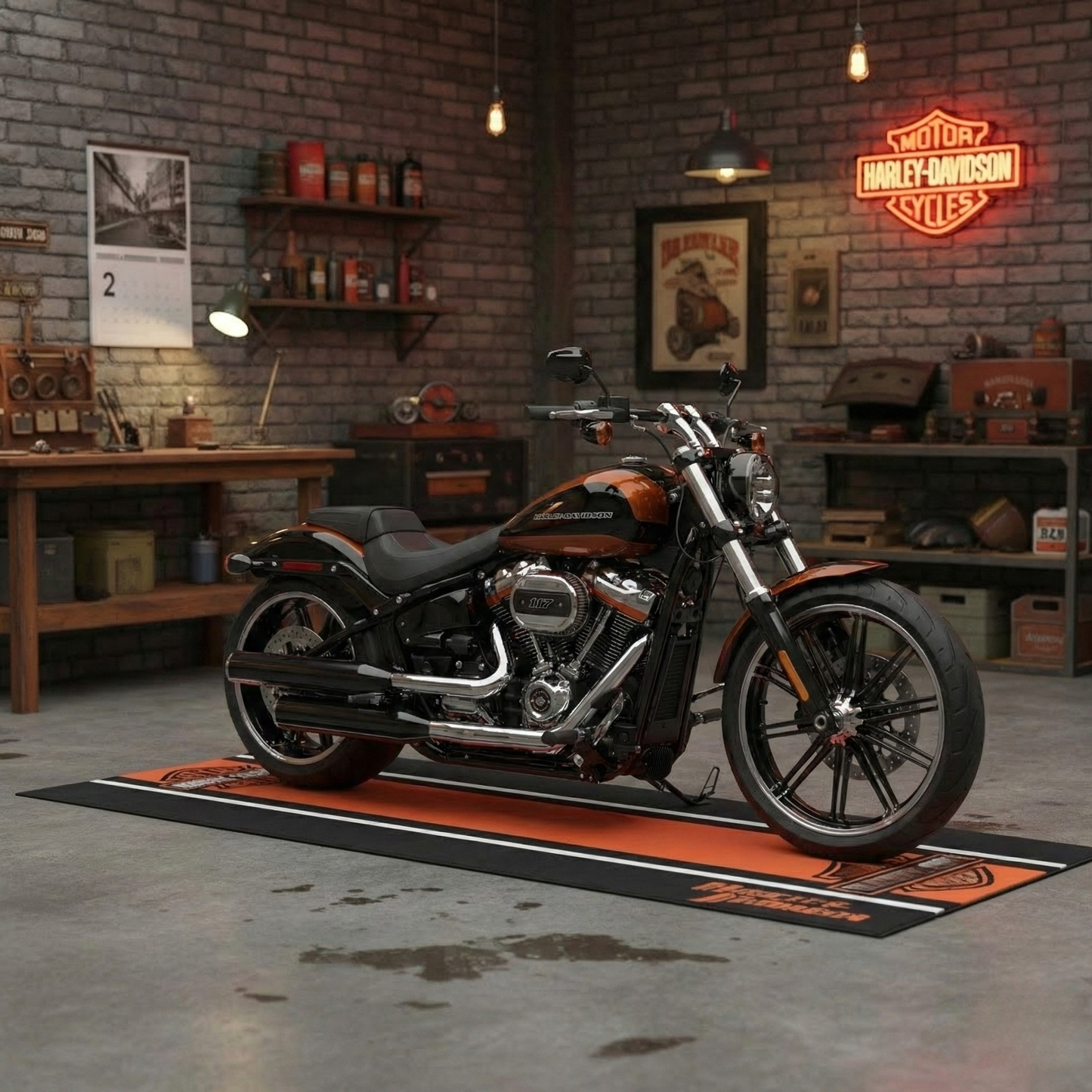 Tapis de sol pour moto type custom et cruiser - Esprit custom américain